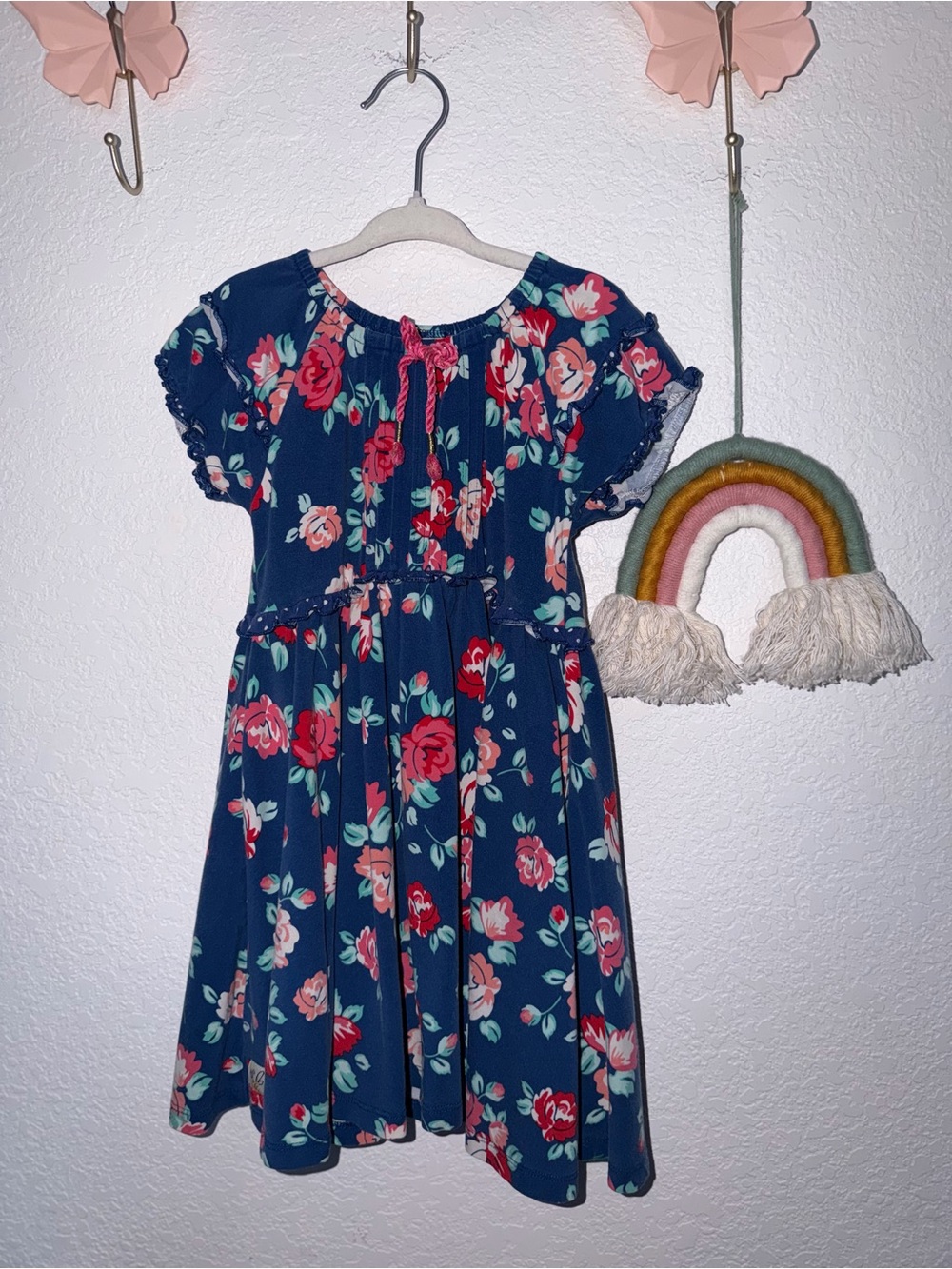 Wildflowers Navy Floral Dress with Pink and Coral Roses